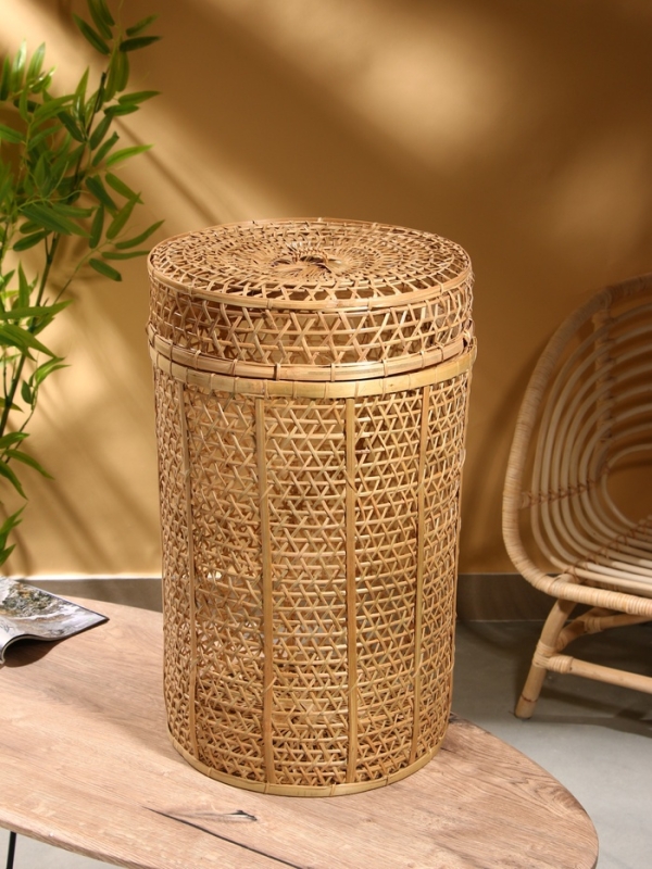 Корзина плетёная "Баскет" бамбук 40х40х60 см, светлая