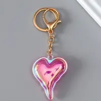 Брелок пластик голография с карабином "Розовое сердце, мыльный пузырь" 5,2х4,2х1,2 см