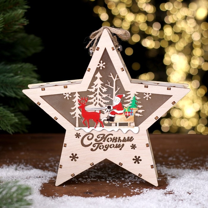 Новогодний декор с подсветкой &laquo;С новым годом&raquo; 21,5 &times; 5 &times; 21,5 см