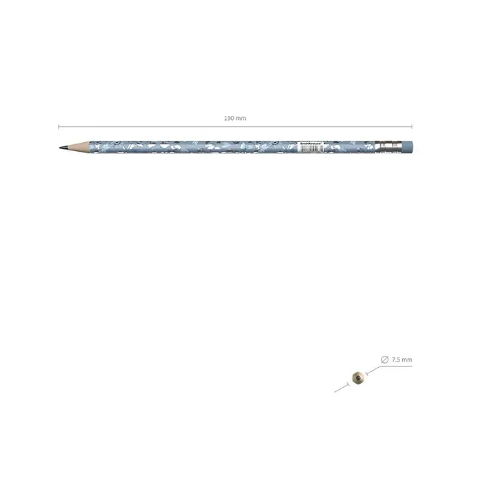 Карандаш чернографитный, ErichKrause &laquo;Frozen Beauty&raquo;, с ластиком, HB, d=2.2 мм, дерево, трехгранный с принтом, в тубусе, микс