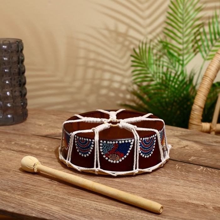 Сувенирный музыкальный инструмент "Бубен" 22х22х8 см МИКС