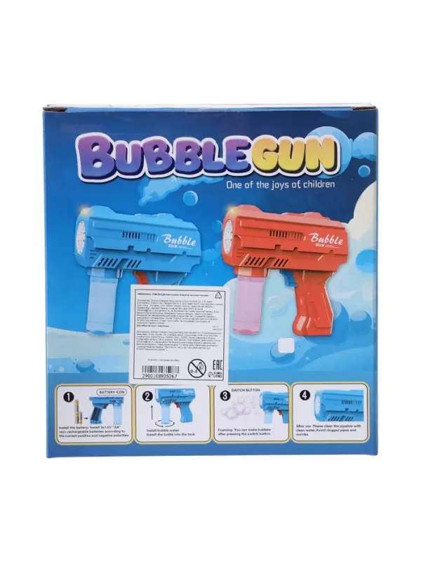 Генератор мыльных пузырей &laquo;Пистолет&raquo;, световые эффекты, работает от батареек, синий