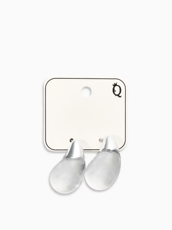 Серьги "Капли Бо", цвет прозрачный белый в серебре