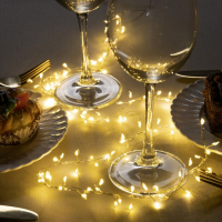 Гирлянда &laquo;Мишура&raquo; 1 м роса, IP20, серебристая нить, 100 LED, 2 режима, батарейки AAх3 (нет в комплекте), свечение тёплое белое