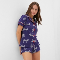 Пижама женская (рубашка и шорты) KAFTAN Zebra размер 44-46, цвет синий Пижама женская (рубашка и шорты) KAFTAN Zebra размер 44-46, цвет синий