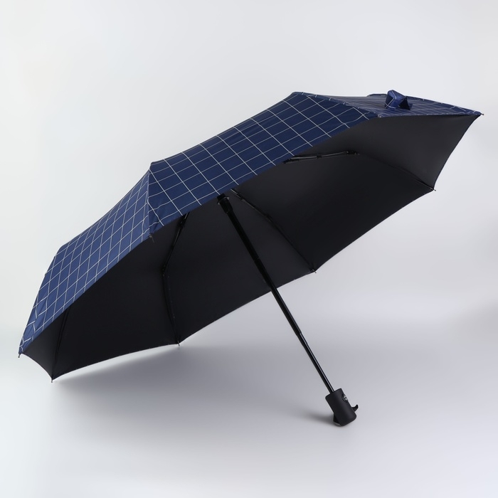 Зонт автоматический &laquo;Клетка&raquo;, эпонж, 3 сложения, 8 спиц, R = 48/55 см, D = 110 см, цвет МИКС