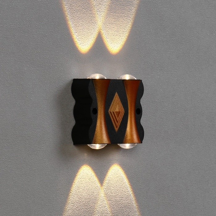 Светильник фасадный &laquo;Глосс&raquo;, FSD-046, 4 Вт, 3000К, 2 луча, IP65, 220 В, пластик, черный