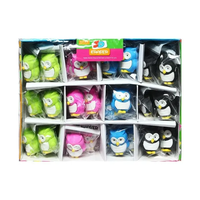 Ластик фигурный "Сова", в блистере, МИКС (штрихкод на штуке)