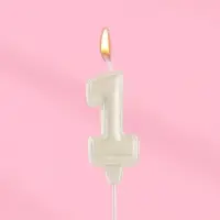 Свеча в торт &laquo;Праздник&raquo; цифра 1, жемчужный перламутр с блестками