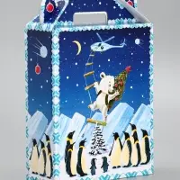 Подарочная новогодняя коробка &laquo;Пингвины&raquo;, для сладких подарков, 16.8&times;7&times;25 см