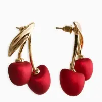Серьги жемчуг "Вишня", цвет красный в золоте