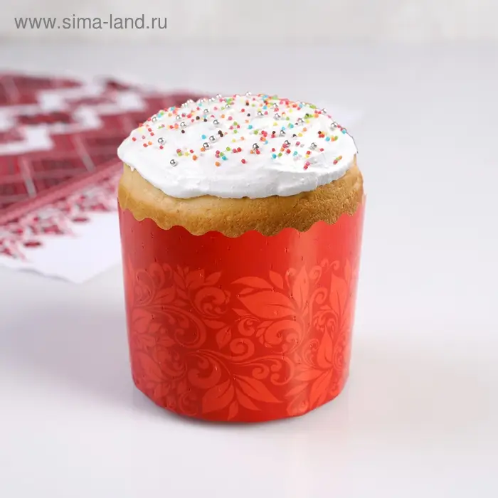 Форма для кулича бумажная Деко-про &laquo;Красная Пасха&raquo;, 7&times;6 см, красная