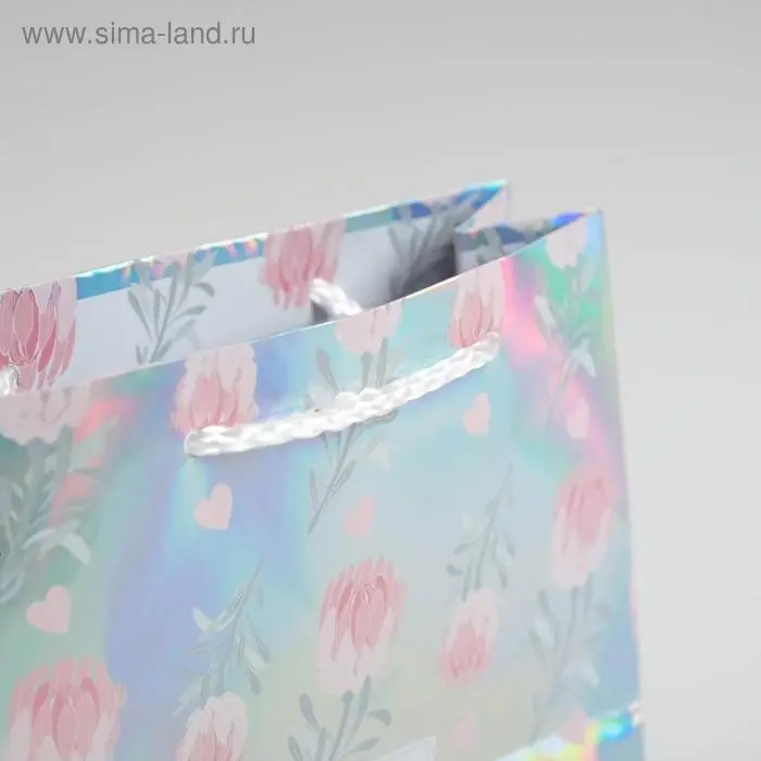 Пакет подарочный голографический, упаковка, &laquo;Happy&raquo;, 15 х 12 х 5.5 см