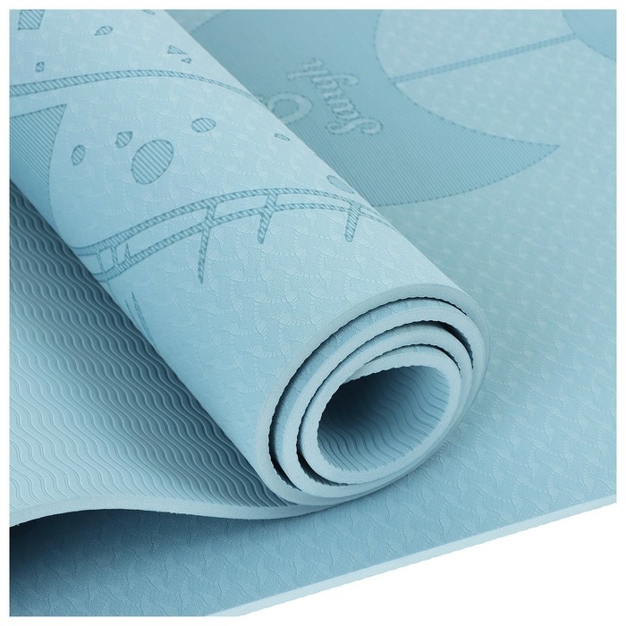 Коврик для йоги Sangh &laquo;Луна&raquo;, 183х61х0,6 см, цвет пастельный голубой