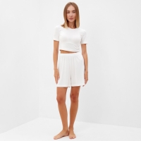 Комплект женский (футболка, шорты) MINAKU: Home collection цвет экрю, р-р 44 Комплект женский (футболка, шорты) MINAKU: Home collection цвет экрю, р-р 44