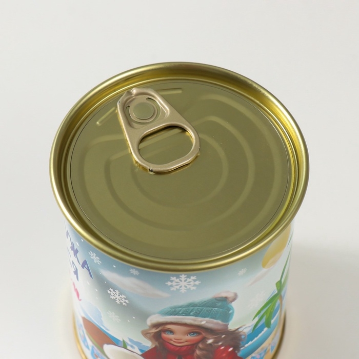 Подарочные носки в банке &laquo;Зимняя стужа сменяется кокосовым раем! &raquo;, (внутри ароматизированные носки женские), кокос