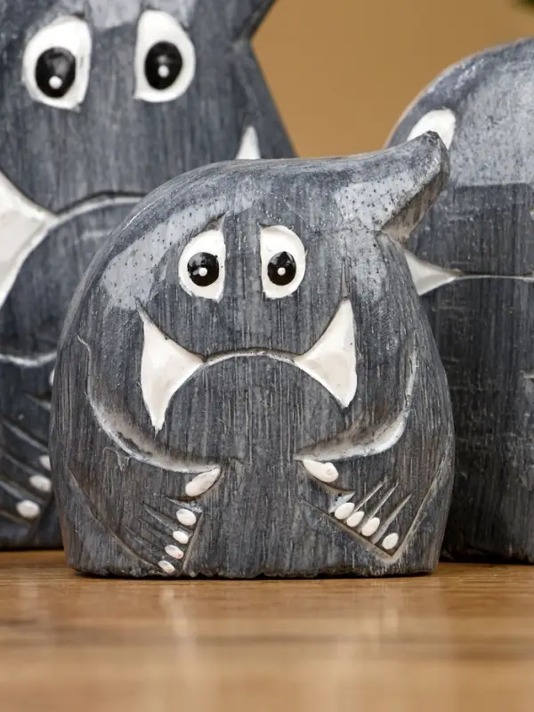 Набор сувенирный "Привидения" дерево H 12, 9, 7 см, цв. серый