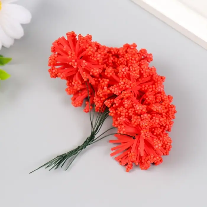 Цветы для декорирования "Облако" красный 1 букет=12 цветов 8 см
