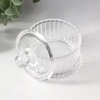 Шкатулка стекло "Полосы и бриллиант" прозрачная 6,5х6,5х7 см