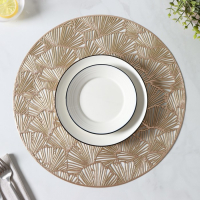 Салфетки сервировочные на стол Доляна &laquo;Веер&raquo;, d=38 см, 4 шт, цвет золотой