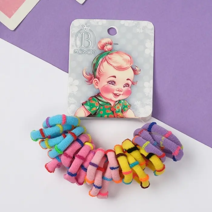 Резинка для волос "Крошка" (набор 20 шт) улыбка, 2 см, полоски