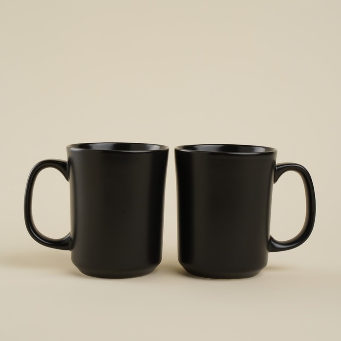 Набор кружек фарфоровых SL Home &laquo;Дарк&raquo;, 400 мл, цвет чёрный