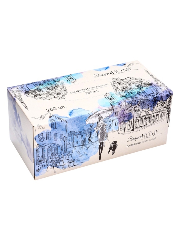 Салфетки бумажные в коробке Элара HOME "Вечер в Париже", 250 шт.