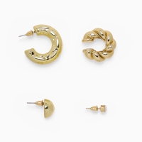 Набор серьги и каффы 4 шт &laquo;Мятые&raquo; переплетение, цвет золото