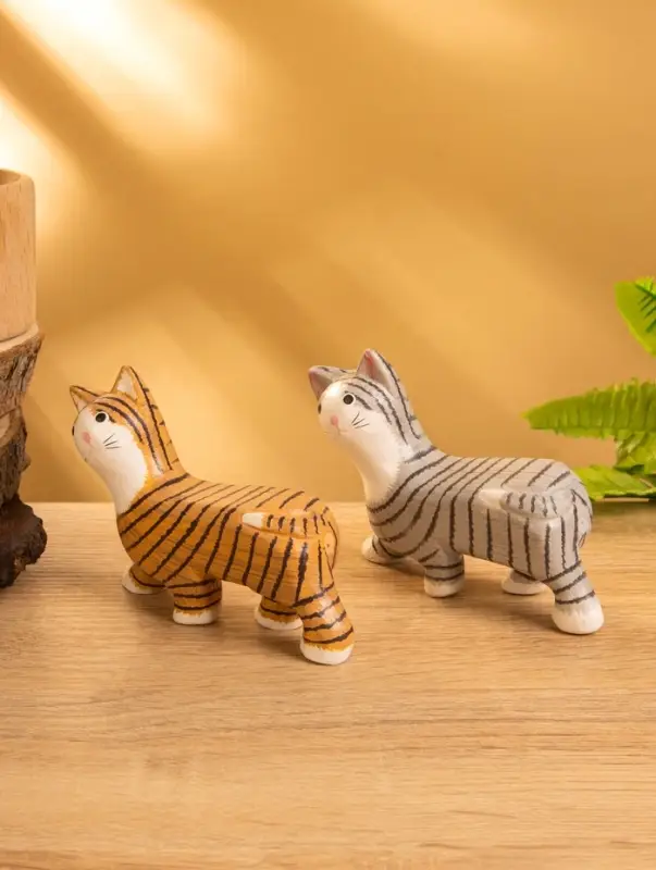 Сувенир &laquo;Полосатая кошка&raquo;, 11&times;3&times;9 см, дерево, МИКС