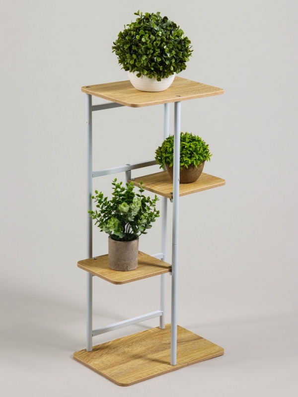 Подставка для цветов Greengo, 4 полки, 36 &times; 23 &times; 74 см, напольная, каркас металл, полки МДФ, белая