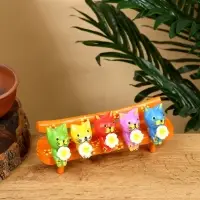 Сувенир "Котята на скамейке" дерево 19х8х6 см, цв. оранжевый