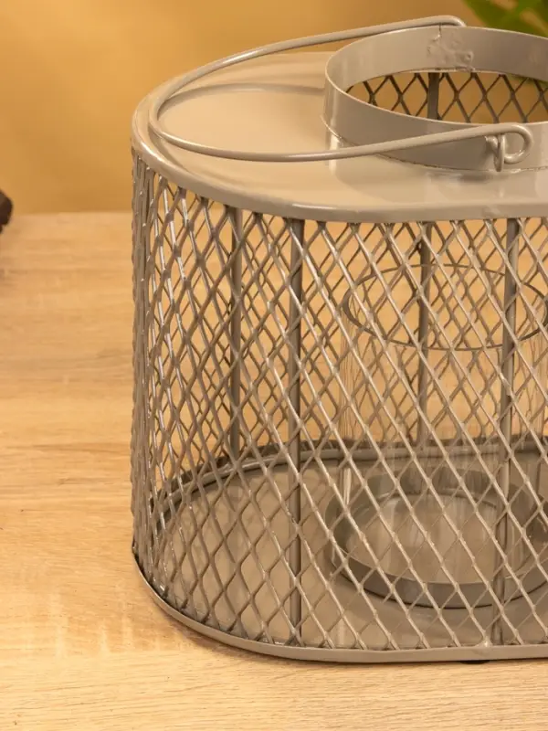 Подсвечник фонарь со стеклянной колбой 19,5х23х15,5 см, d 10 см, металл, цв. серый