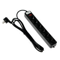 Сетевой фильтр Luazon Lighting, 6 розеток, 3 м, 2200 Вт, 3 х 0.75 мм2, 10 А, 220 В, черный