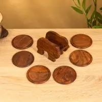 Подставка под горячее "Слон" (набор 6 шт), 12х12х6,5 см, дерево шишам