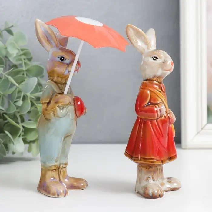 Сувенир керамика "Заюшка - под зонтом" МИКС 15,5х4,5х5 см