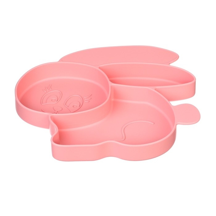 Силиконовая детская тарелка &laquo;Зайка&raquo; с секциями, цвет МИКС