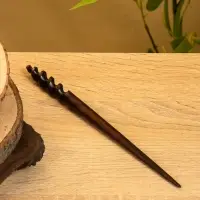 Заколка для волос фигурная, дерево Соно, 20 см, цв. тёмно-коричневый