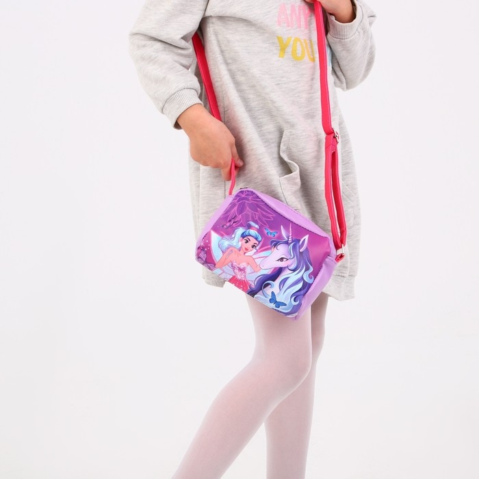 Сумка детская &laquo;Единорог и фея&raquo; из эко-кожи, на ремешке, 15х12х3 см