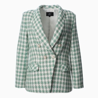 Пиджак твидовый двубортный MIST р. 42. зеленый