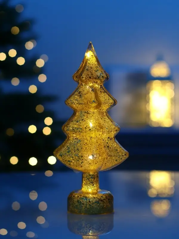 Фигура светодиодная "Елочка золотистая", 1 LED, 25 см, от бат. AAAx3, Т/БЕЛЫЙ