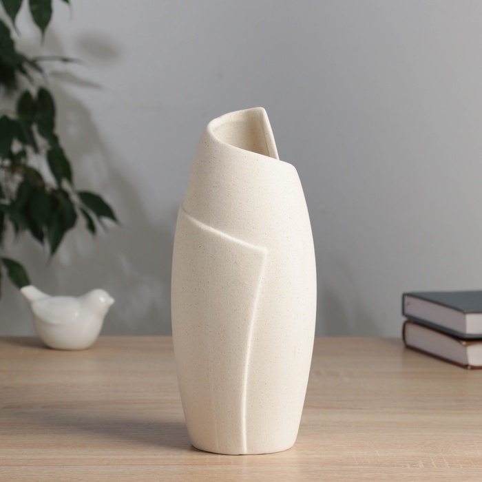 Керамическая ваза декоративная настольная &laquo;Уилстон&raquo;, для цветов, сухоцветов, d-5 см, 22&times;9.5 см, бежевый