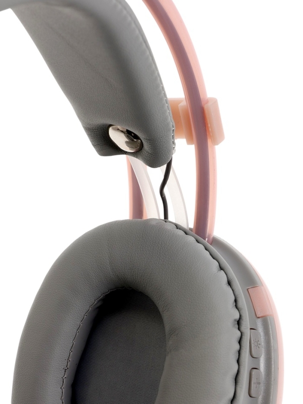 Наушники полноразмерные Mybit W-33, RGB подсветка, BT5.3, 800 мАч, Type-C, розовые