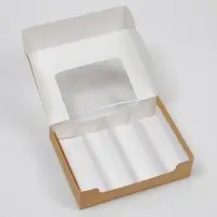 Коробка для эклеров, кондитерская упаковка, 4 вкладыша, &laquo;Сделано с любовью&raquo;, 20&times;15&times;5 см