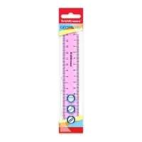 Линейка 15 см ErichKrause "Pastel", пластик, двусторонняя шкала, непрозрачная, розовая, европодвес