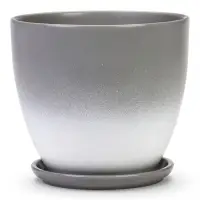 Горшок цветочный с поддоном 2,5 л, d18/h16 см серый керамика, "Туман" (М)