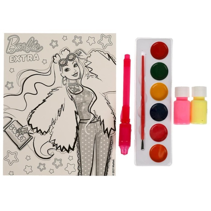 Набор творчества &laquo;Барби&raquo; картина светящаяся в темноте (неоновая раскраска)