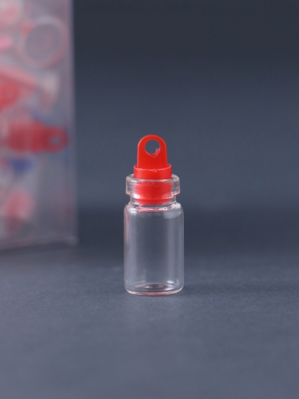 Декор для творчества стекло "Баночка с пробкой с петелькой"  набор 100  шт 1,1х1,1х2,2 см