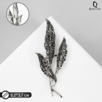 Брошь "Листья" трио, цвет серый в чернёном серебре Брошь "Листья" трио, цвет серый в чернёном серебре