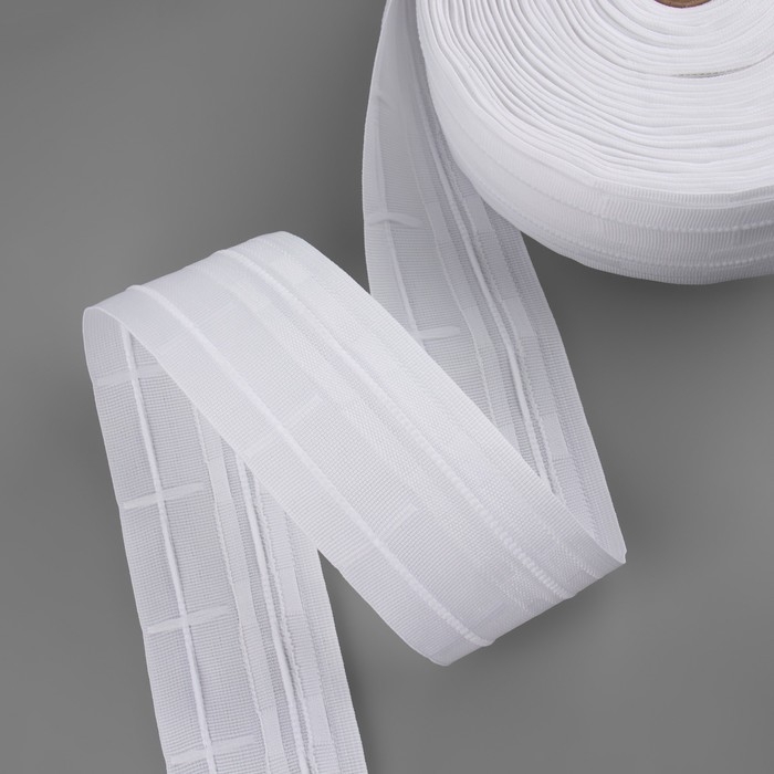 Шторная лента классическая, матовая, 6 см, 50 &plusmn; 1 м, цвет белый