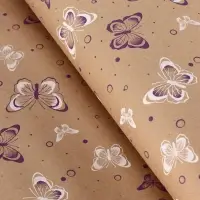 Бумага упаковочная крафт &laquo;Бабочки&raquo;, фиолетовый/белый, 0.72&times;10&plusmn;5% м, 60 г